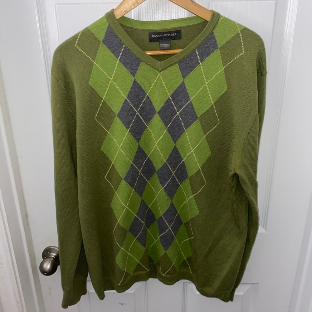 Banana Republic Men's Green  Silk Pullover Sweater M